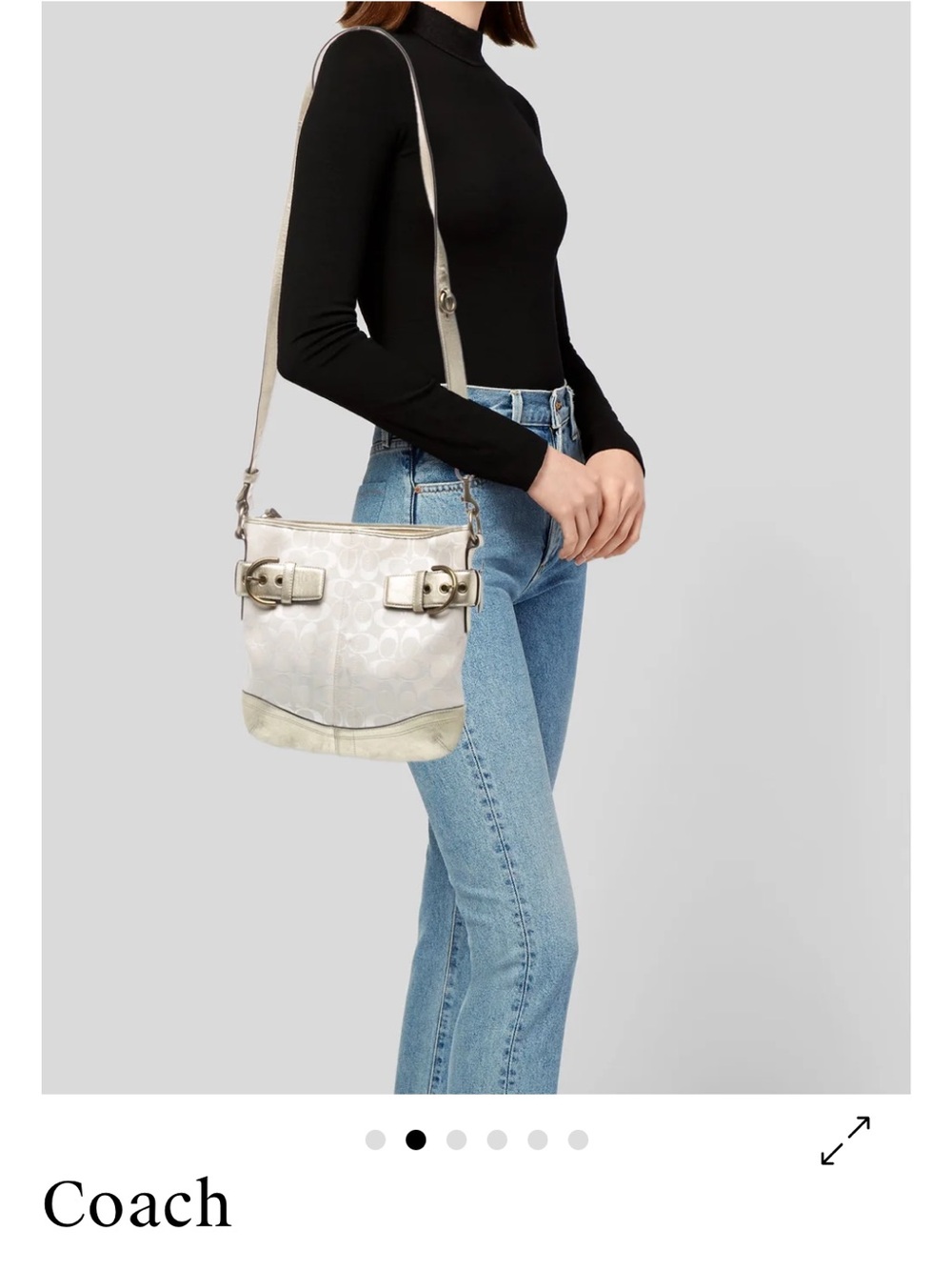 Coach Soho Signature Shoulder Bag with Cream monogram & Gold Metallic Trim